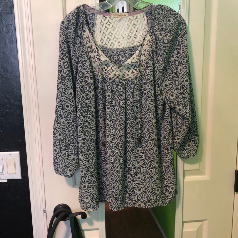 Navy blue pattern blouse